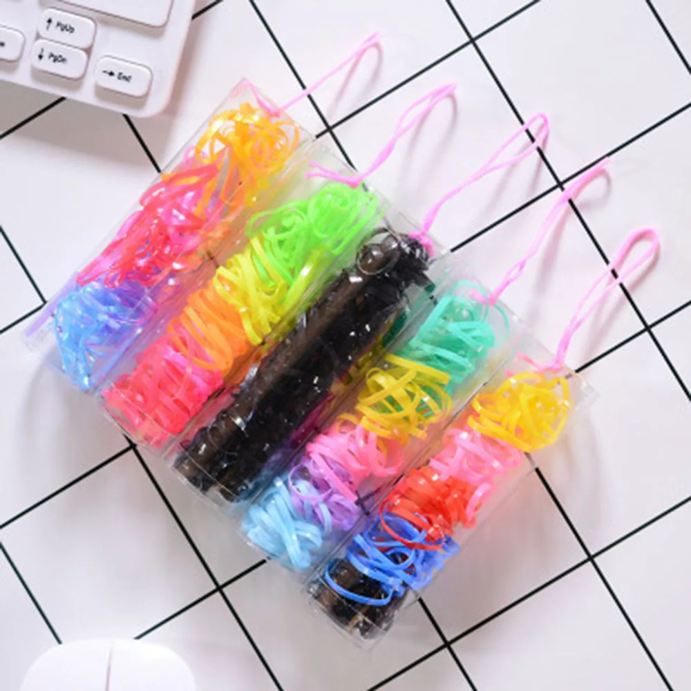 Small Tube Disposable Rubber Band Black Color Hair Ring Small Rubber Band Strong Pull Constantly Barreled Hair Rope for girls