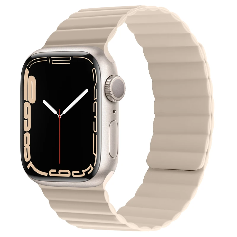 Pulseira Magnética Original para Apple Pulseira de Relógio Silicone Ligação Loop 44 mm 40 mm 41 mm 45 mm Iver Série se Pulseira 1:1 - Image 4