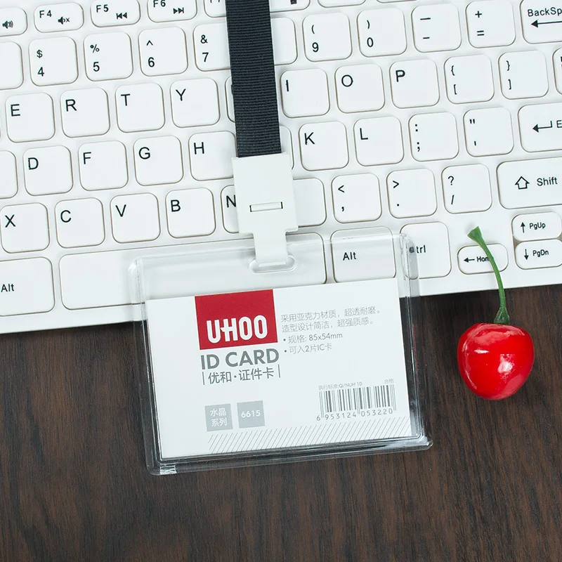 10 шт. Кристалл Большой размер pc выставочные карты Прозрачные ID карты визитная карточка держатель бейдж имя бирка ремешки канцелярские товары оптом - Цвет: style 2-black