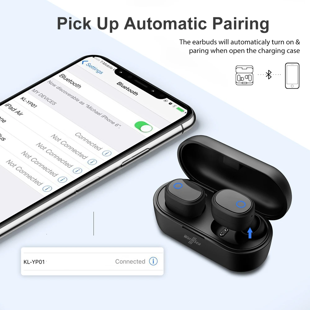 Наушники WarmSea TWS Bluetooth 5,0, отличное качество звука, беспроводные наушники, гарнитура, спортивные наушники
