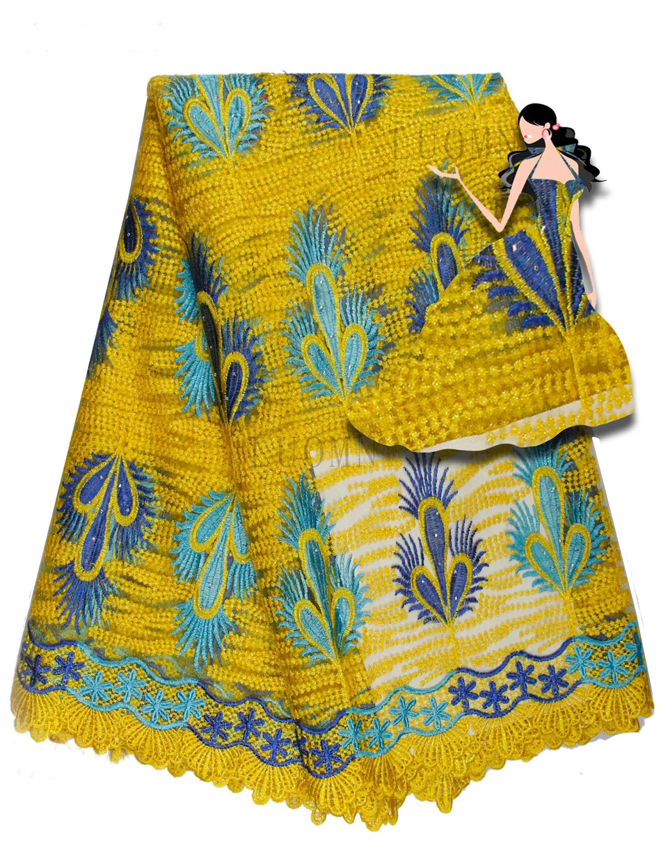 Горячая продажа швейцарская вуаль кружева АФРИКАНСКАЯ кружевная ткань желтый