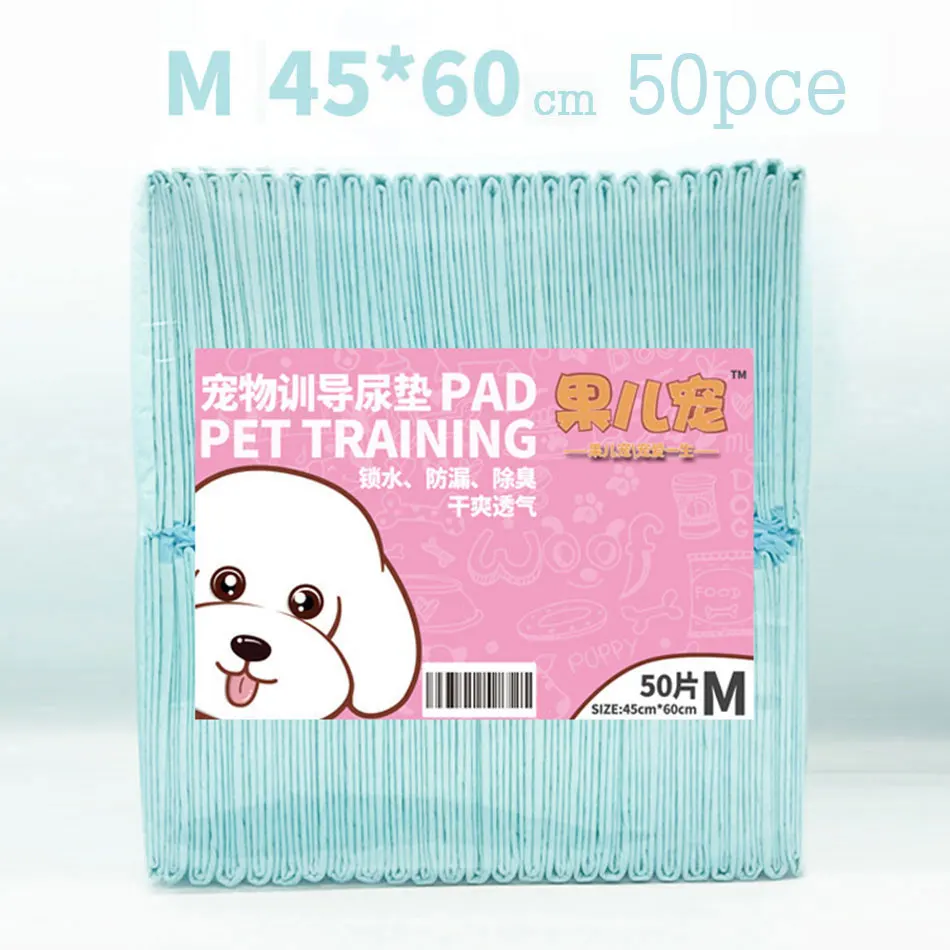20/40/50/100pcs Dog Training Pads Super Absorbent Diaper Pet Dog Pads&Trays Puppy Diaper Urine Pad for Dogs Pet Diaper Supplies - Цвет: M 50pcs 45X60cm