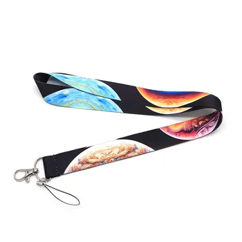 

30pcs/lot Space Planet Lanyard Neck Strap Phone Lanyards for Key USB Badge Holder DIY Hang Rope Customized Key Strap DC148