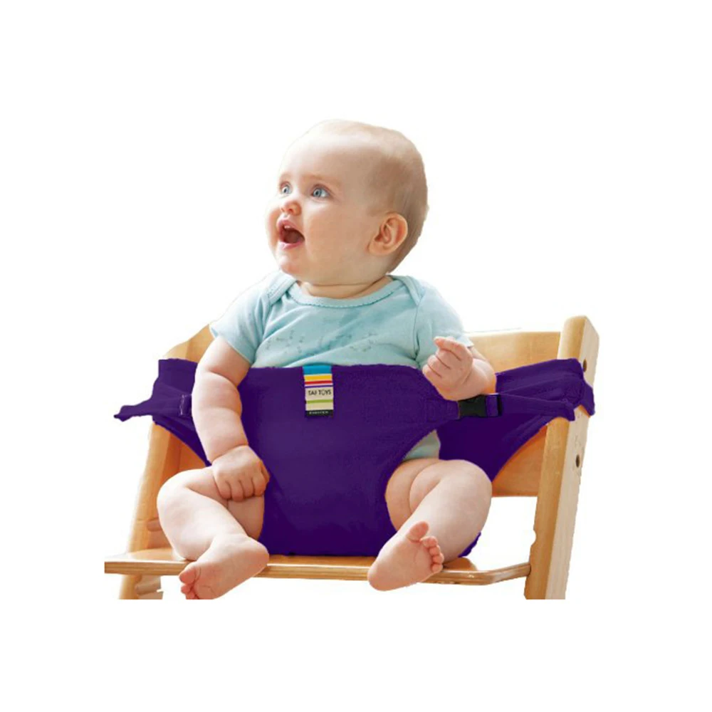 Детское портативное кресло для путешествий, складное, моющееся, для младенцев, для столовой, высокий, для столовой, чехол для сиденья, ремень безопасности, Детские аксессуары - Цвет: Purple
