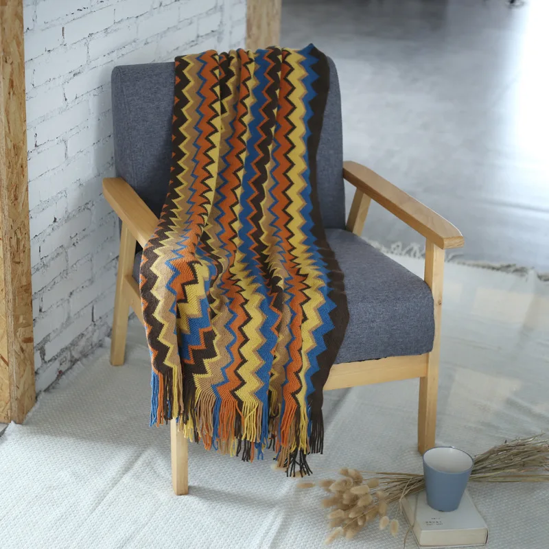 Новое Скандинавское вязаное одеяло с нитью на кровать диван плед для путешествий