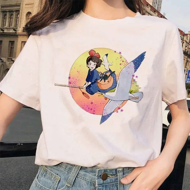 Totoro футболка Женская Топ футболки унесенная спиралью студия Ghibli Kawaii 90s