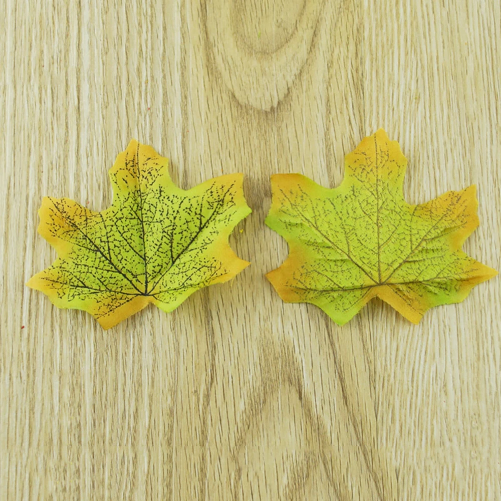 100Pcs Artificial Autumn Maple Leaves Mixed Colored Wedding Room Decor 8*8cm