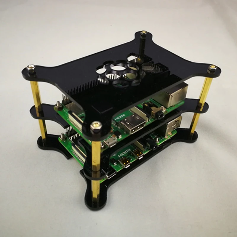 FFYY-Raspberry Pi 4 Модель B прозрачный акриловый корпус с логотипом совместим с Raspberry Pi 3/2