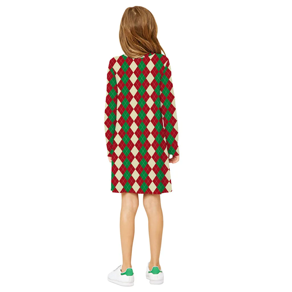 Christmas Dress Girl Baby Cartoon 3D Print Dress New Year Clothes Princess Winter Kids Dresses For Girls 10 11 12 Year Teen 19Nv