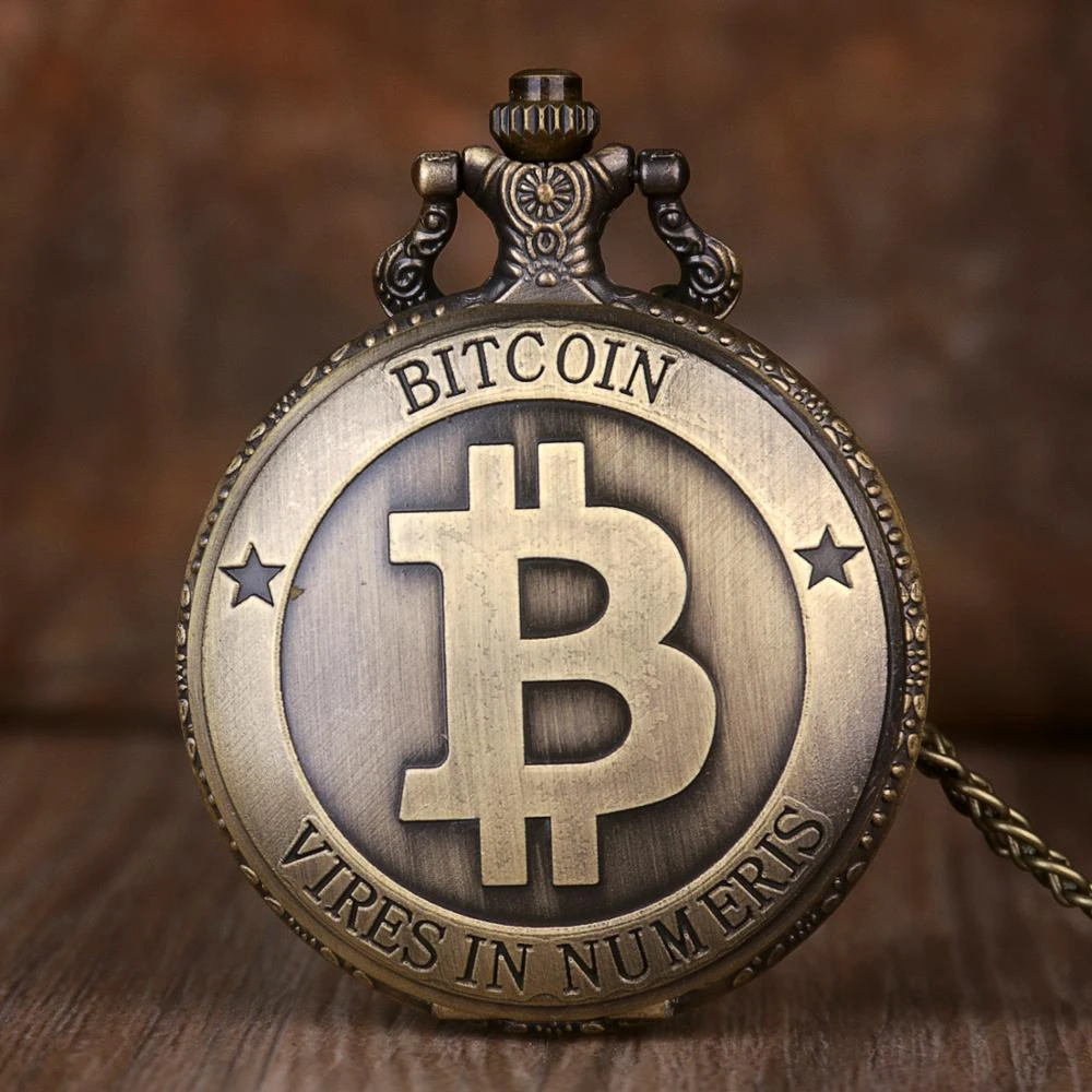 Retro Bronze BITCOIN Design Quartz Pocket Watch Necklace Pendant Quartz Fob Watch Men Women Gifts Clock|Pocket & Fob Watches| - AliExpress