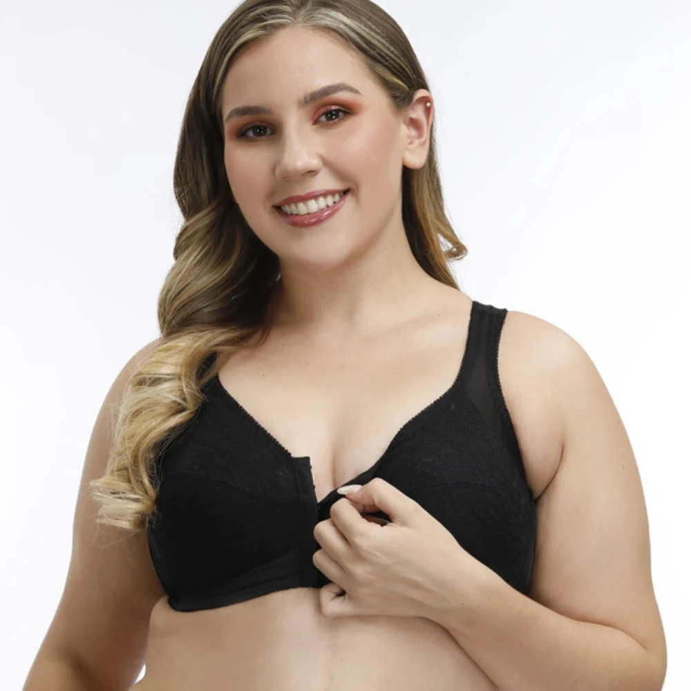 

Plus Size Bras for Women Full Coverage Wire Free Bra Front Buckle Ladies Big Size Push Up Minimizer Bras A B C D DD E Cup