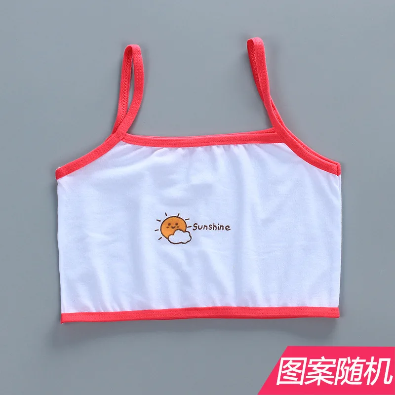 Training Bra Crop Top Seamless Underwear Vest Girls Lingerie Sets 3Pcs Single Layer Girl Student Vest Sling Adolescence Pure Cotton 8 to 15 Years Old Small Vest Single Layer Girl