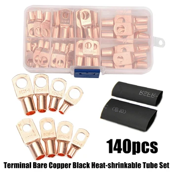

140pcs/set Copper Wire Ring Terminal Lug SC Battery Welding Bare Connectors Kit Silver Electric Crimp Wire Connectors