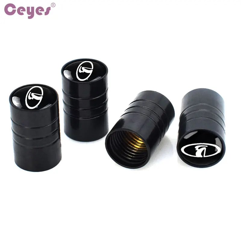 Style1 Black-B Ceyes Tire Valves Case For Lada Vesta Niva Kalina Priora Granta Largus Vaz Samara 2110 Auto Emblems Car Sticker Accessories 4pcs - Название цвета: Style1 Black-B