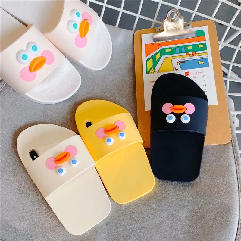 3D Leuke/домашние тапочки с рисунком из мультфильма Brother Gele Eend, Telefoon Gevallen Voor Iphone6 6s 7 8 Plus X XR XS MAX, SiliconenCover