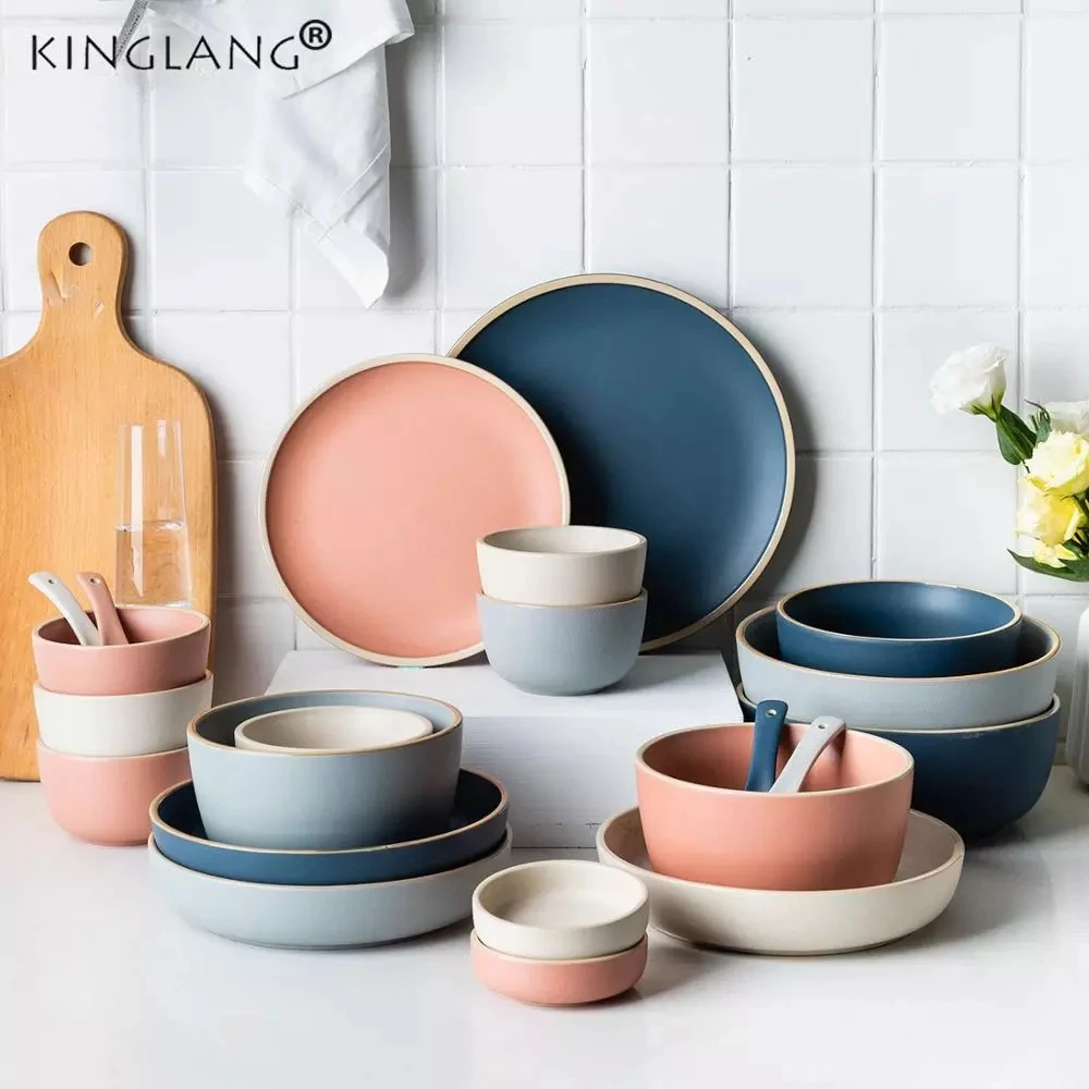 KINGLANG Tableware Set Nordic Style Ceramic Dishes Home Steak Plate Dinner  Bowl Rice Bowl Breakfast Lunch Plate|Dishes & Plates| - AliExpress