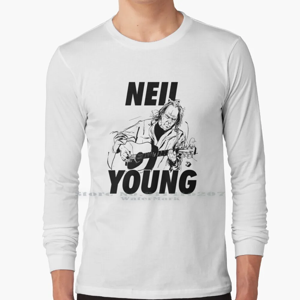 T-Shirt Musicista Neil 100% Puro Cotone Neil Young Tour Crazy Horse Harvest After The Gold Rush Album 60S 70S Music Song Old Man