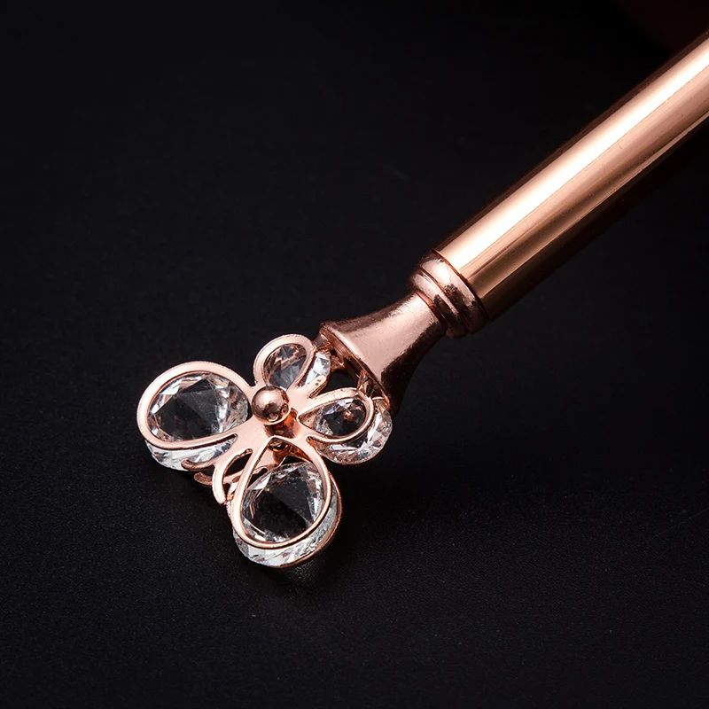 50 Pcs Crystal Butterfly Ball Point Pen Bullet Tip Metal Ball Pen Student Office Stationery Writing Pen Black Refill Wholesale