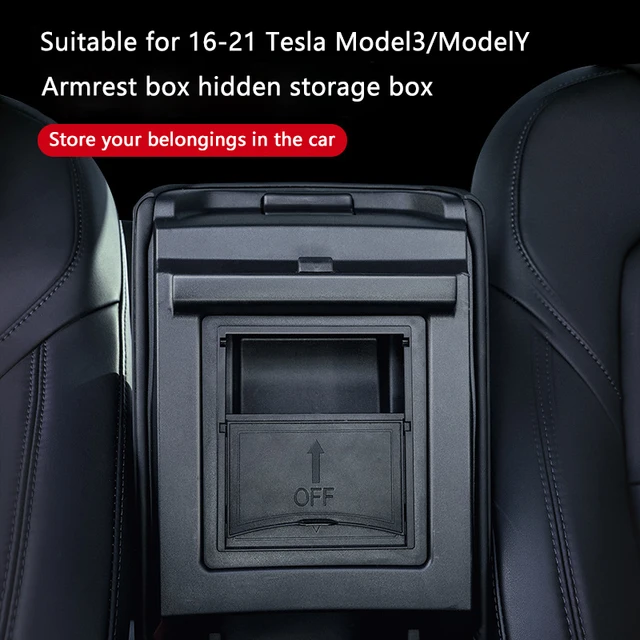 صندوق تخزين مخفي للتحكم المركزي ، صندوق تخزين خاص في مسند الذراع ، لـ Tesla Model3/Y 16 21