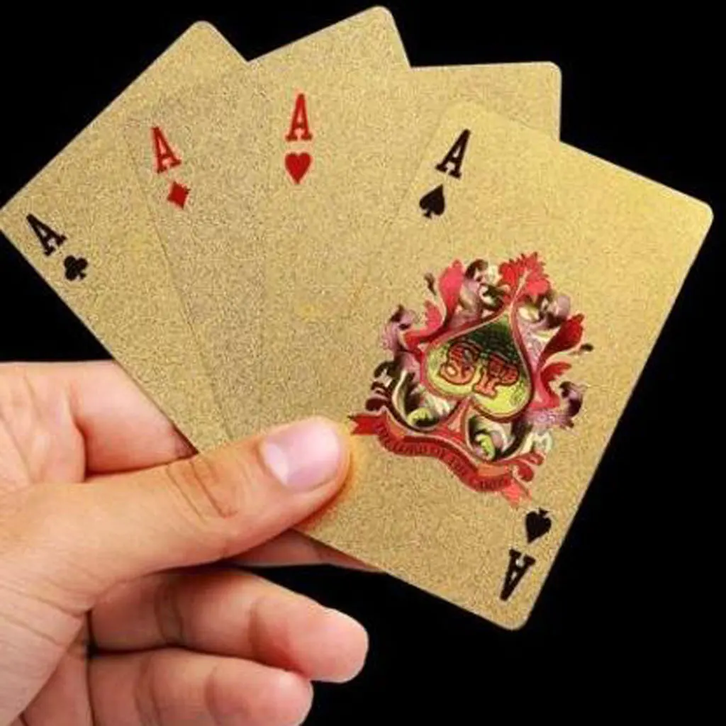 Hot Sale Playing Cards With 24K Gold Leaf And Dollar Design Full Deck Poker Game Set Plastic Magic Card Waterproof Cards Magic