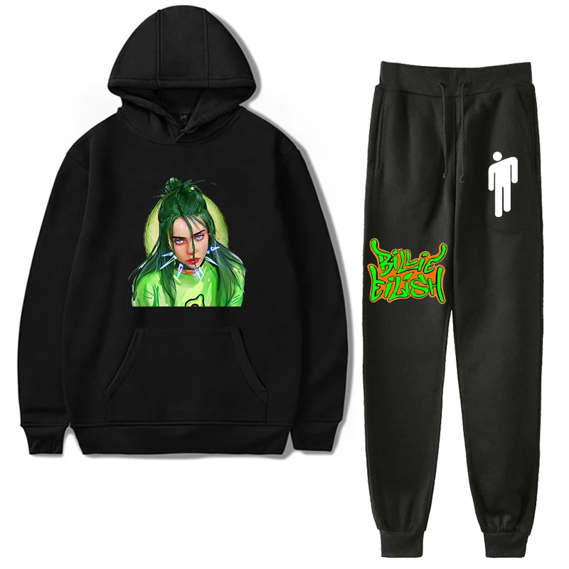 Billie Eilish/осенне-зимние детские комплекты толстовка с капюшоном+ штаны, комплекты из 2 предметов повседневный спортивный костюм спортивная одежда для мальчиков, спортивные штаны пальто для девочек