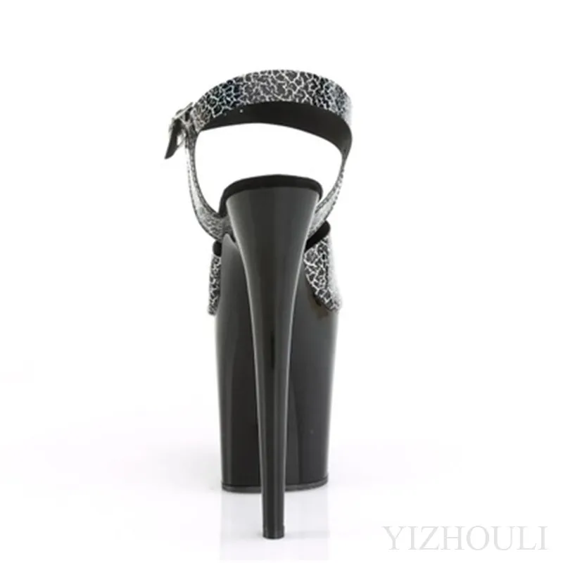 8 inch, summer sandals, cracked pattern upper, pole shoes for parties and nightclubs, 20 cm high heel models, dancing shoes