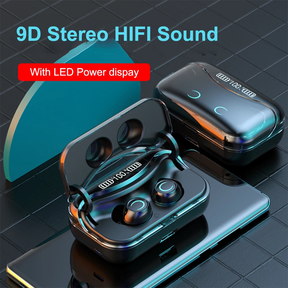 TWS Bluetooth 5 1 Wireless Earphone Touch free 9D Stereo Headphons HiFi IPX7 Waterproof Earbuds Headset with Charging Box