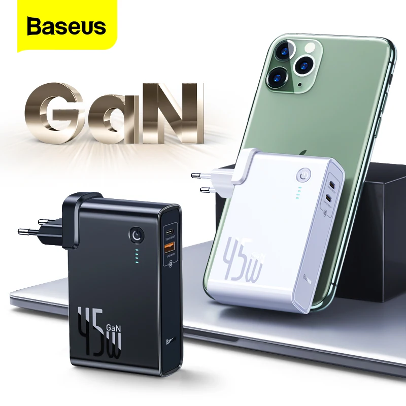 Портативное зарядное устройство Baseus GaN 45 Вт 10000 мАч USB Type C PD быстрая зарядка