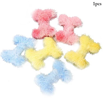 

1pc Premium Plush Sponge Bone Shape Dog Toy Cute Solid Color Bone Dog Chew Toy Squeaky Dog Toy For Puppy Pet Supplies
