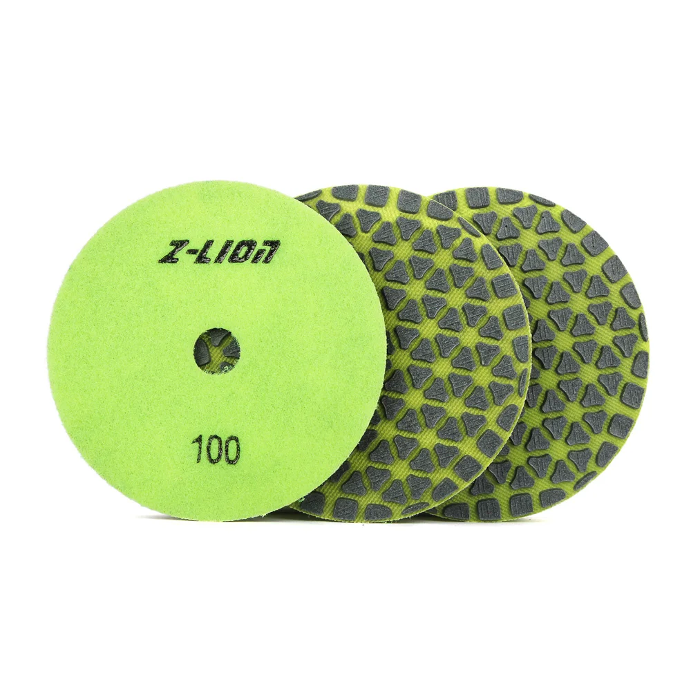Z-LION 3pcs 4" Dry Diamond Polishing Pads 100mm Flexible Sanding Discs New Design Marble Granite Stone Tile Grinding Wheels - Цвет: Grit 100