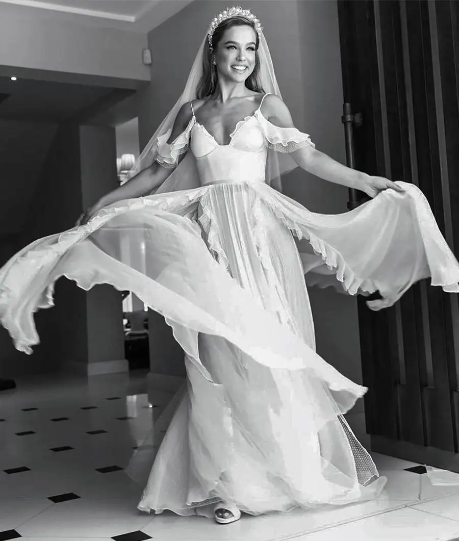 Eightree Vestido de noiva шифоновое свадебное платье на бретельках свадебное платье es свадебное платье длиной до пола robe de soiree