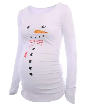 Skup Boże narodzenie ciąża T shirt kobiety z długim rękawem kreskówkowe bałwany t shirt najlepsze ubrania macierzyństwo topy