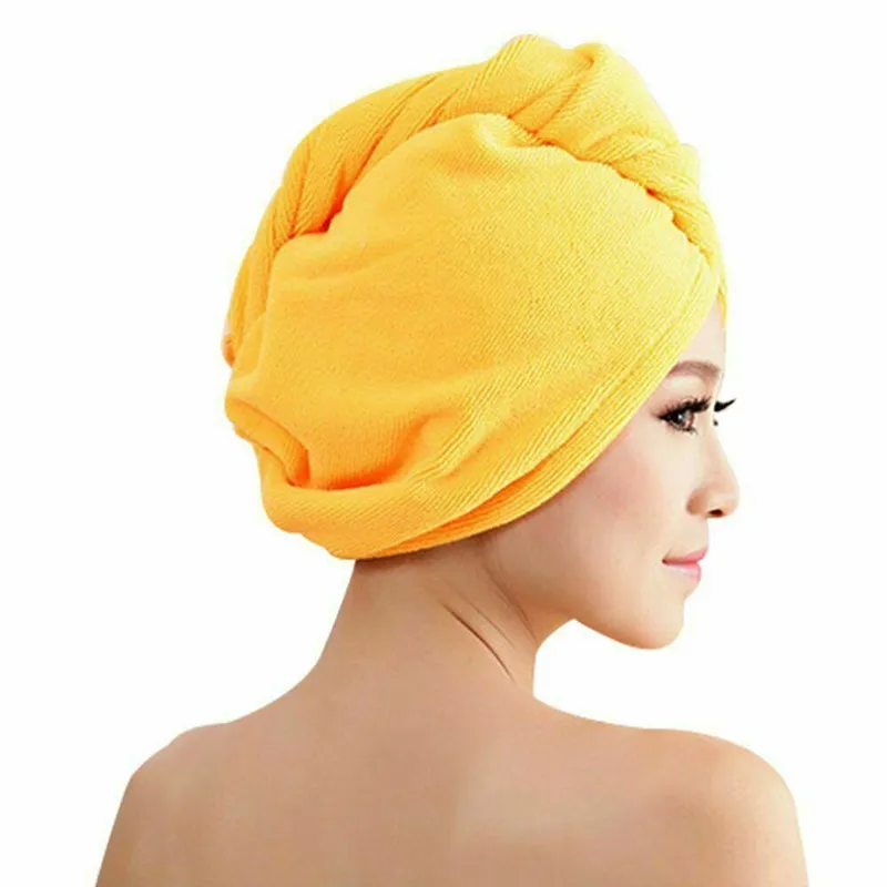 Orange New Absorbent Microfiber Rapid Drying Hair Towel Solid Color Thick Absorbent Shower Cap 9 Colors - Цвет: Orange