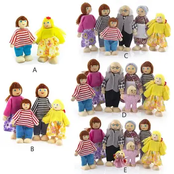 

Cartoon Wooden Simulation Miniature House Family Figures Dolls Children Kid Pretend Play Eye-Hand Coordination Toys