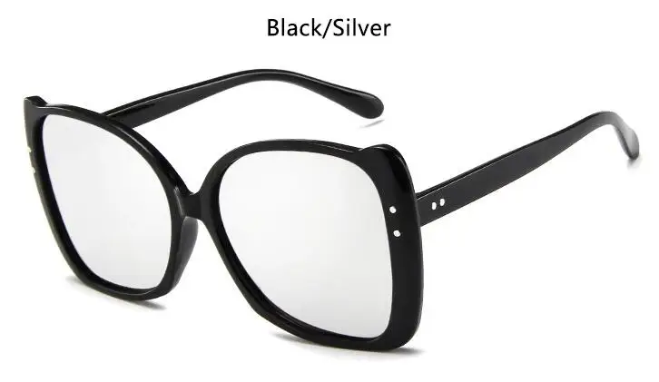 black silver Модные роскошные солнцезащитные очки с квадратными бабочками для женщин, брендовые Дизайнерские мужские/женские очки, Классические винтажные очки UV400 Oculos De Sol - Цвет линз: black silver