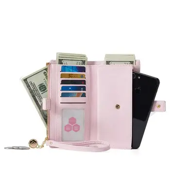 

2019 Fashion long zipper leather hot women's wallet women's wallet luxury brand-name money bag phone Walet Vallet