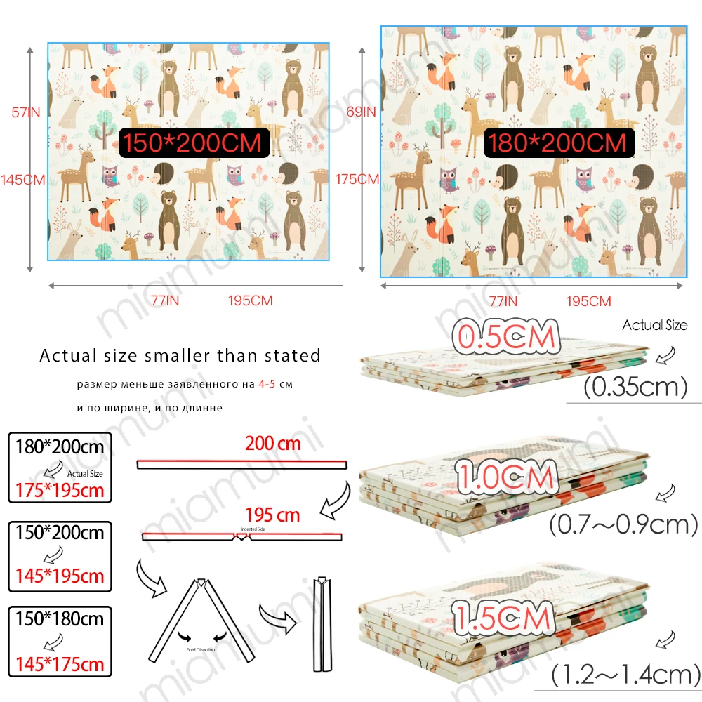 Miamumi детский игровой коврик активности Тренажерный зал ковры для ребенка 200X180CM