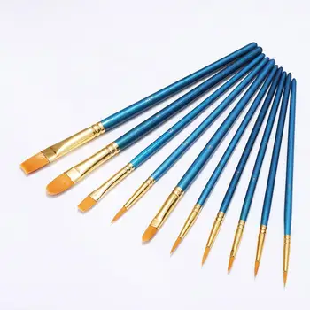 

10pcs/set Watercolor Painting Brushes Artist Blue Nylon Hair Supplies Painting Brush Tool Art G7I5