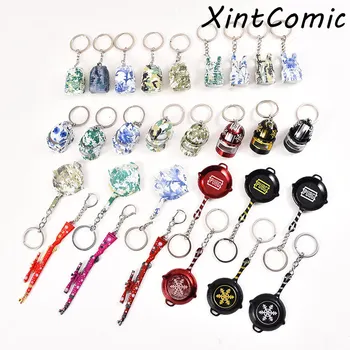 

PLAYERUNKNOWN'S BATTLEGROUNDS Cosplay Keychain akm Camouflage Snowfield Model Keychain PUBG Pan Helmet For Fan's Gift