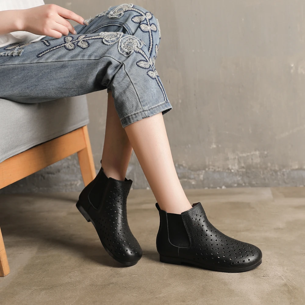 

Anance 2020 new literary retro fashion handmade leather shoes comfortable breathable flat rubber soft bottom casual women's shoe
