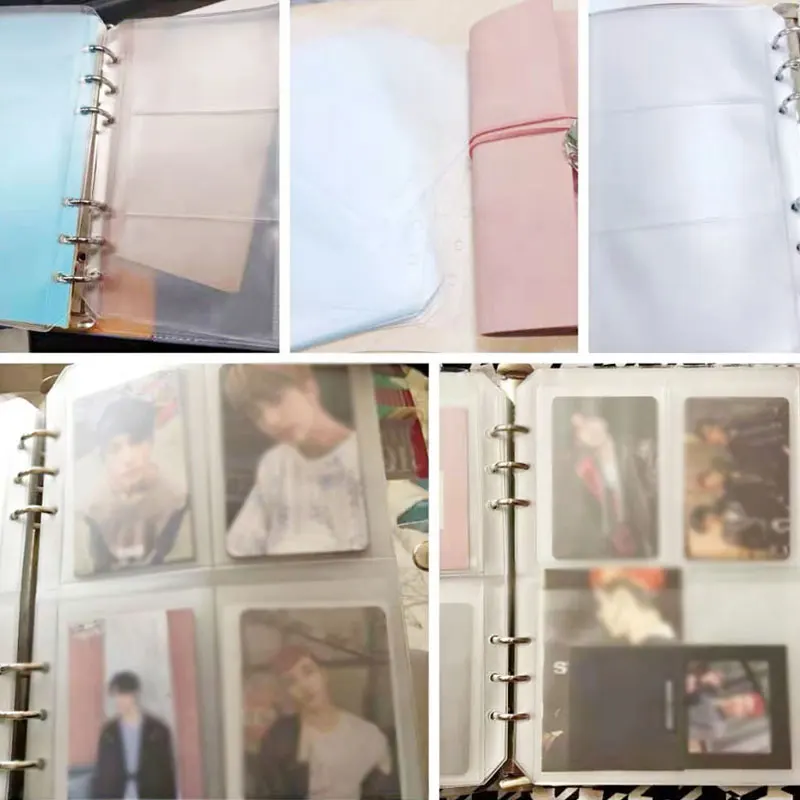 PVC 투명 보관 카드 홀더 바인더 링, 노트북 6 홀 파우치, 문서 엽서 은행 플래너 액세서리, A5A6A7, 10 개