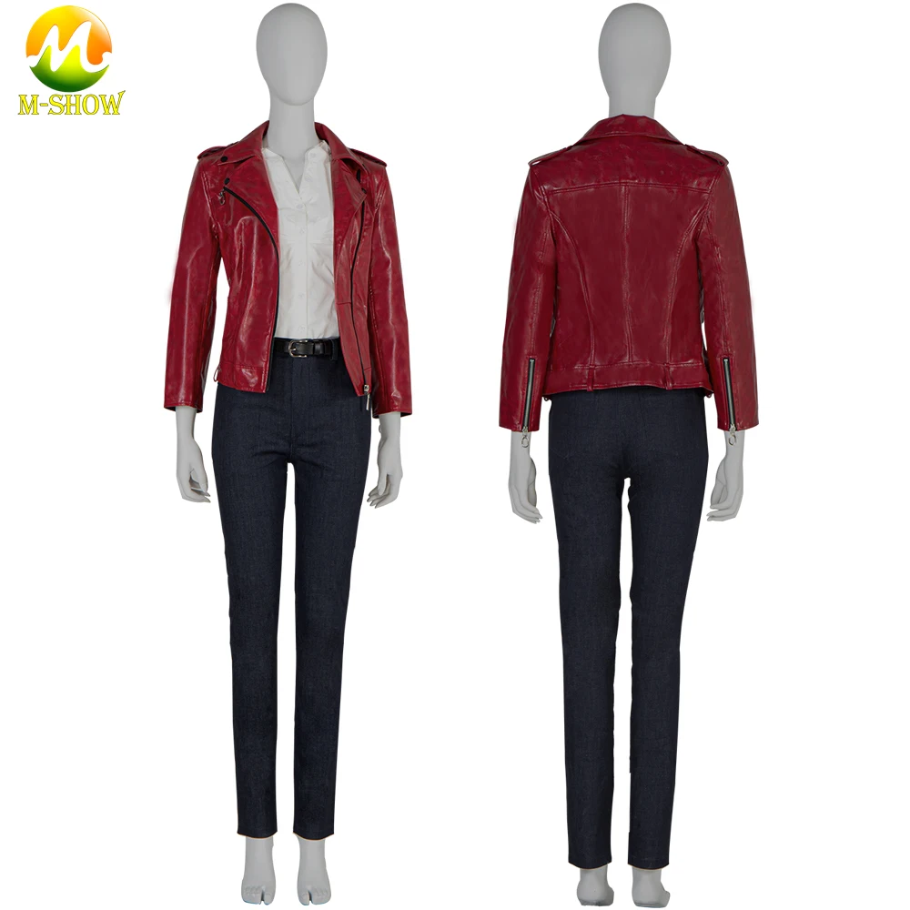 

Infinite Darkness Game Suit Halloween Fancy Outfit Red Jacket Jeans Shirt Women Outfit for Carnival Party