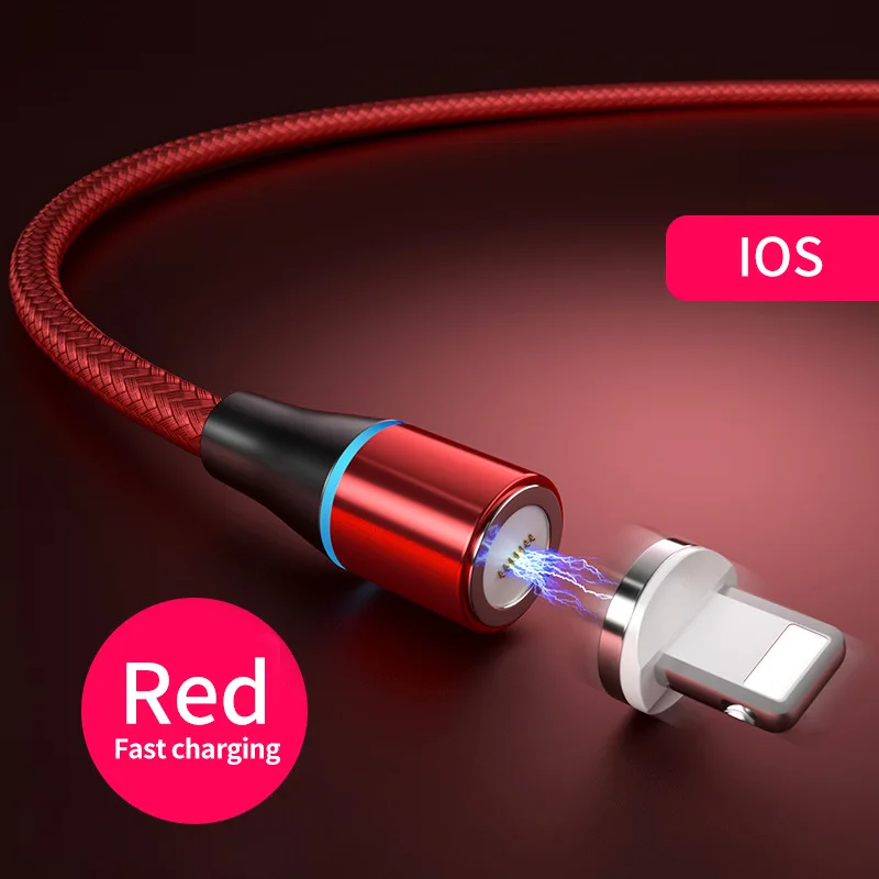 Магнитный кабель 3A Micro USB для быстрой зарядки Магнитный провод для iPhone X Android зарядный шнур для huawei Xiaomi type C USB-C кабель для передачи данных - Цвет: Red For iphone