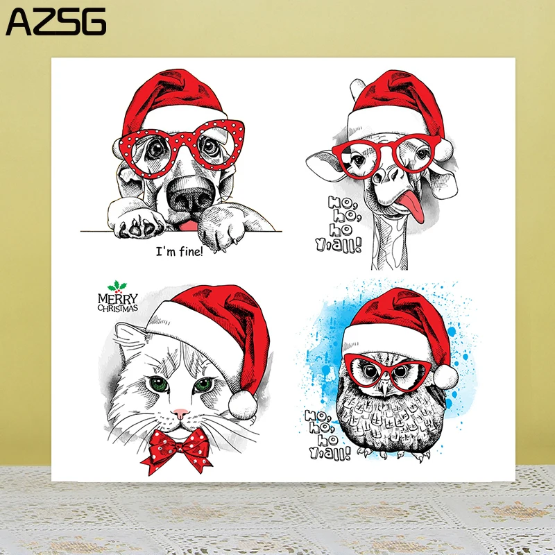 AZSG рождественские животные сова кошка резки штампы для DIY Скрапбукинг/изготовление карт/украшение для альбома силиконовый штамп ремесла