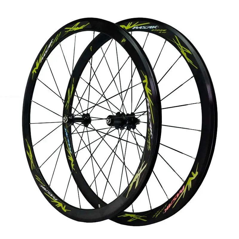Clearance Pasak 700C Wheelset Road Bike Wheels Alu Four Bearing Flat Spokes Rim 40mm Racing Road Bicycle Wheel 4
