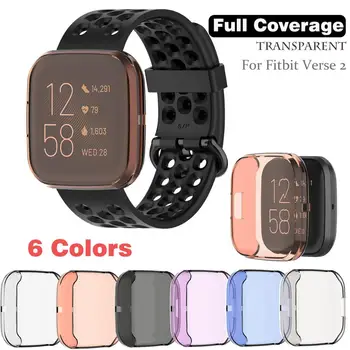 

Soft TPU Protector Case Cover For Fitbit Versa2 Screen Protector Transparent Case Shatter-Resistant Shell Frame Protector Cover