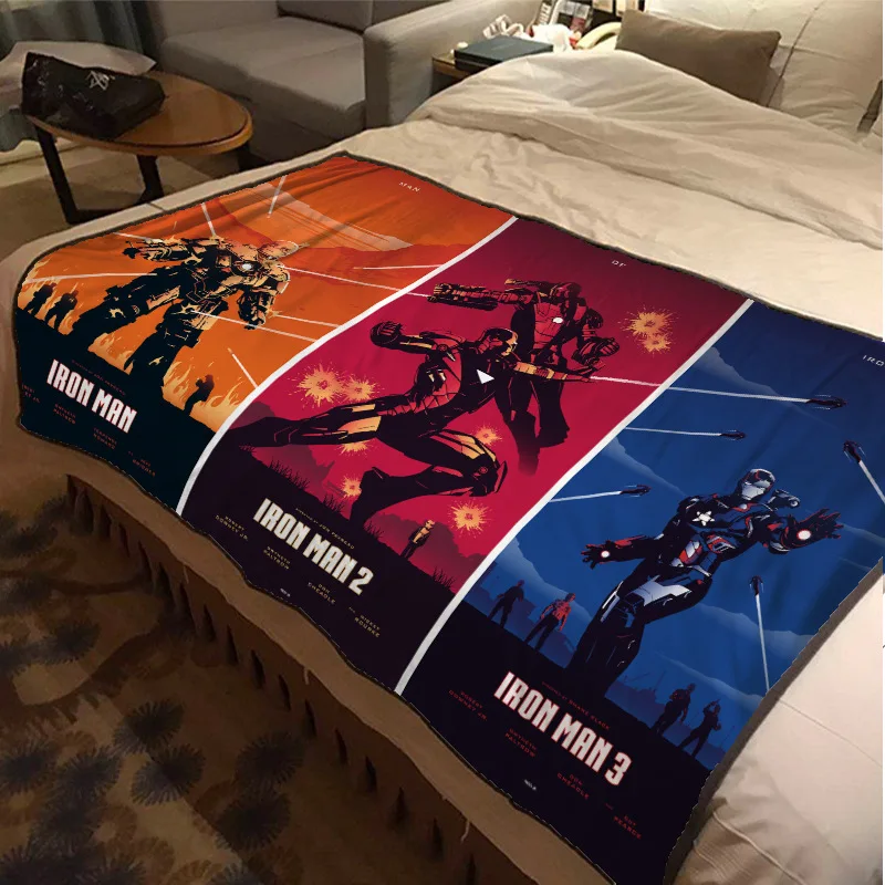 Одеяло пледы Marvel Герой Железный Человек Фильм аниме мягкий теплый Путешествия сна диван спальня крышка дома путешествия