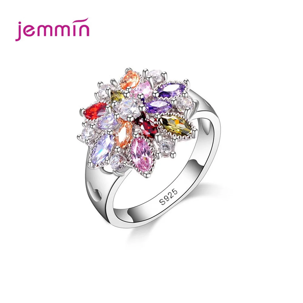 

925 Sterling Silver Promise Rings for Women Wedding Engagement Colorful Sparkling AAA CZ Cubic Zircon Bague Bijoux Size 6 7 8 9