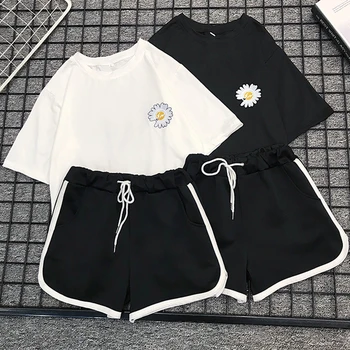 

Hot Sales Track Suits Summer 2 Pcs Sets Girl Casual Fashion Girl T-Shirt Shorts Suit Sports 2 Piece Outfits Japenese Activewear