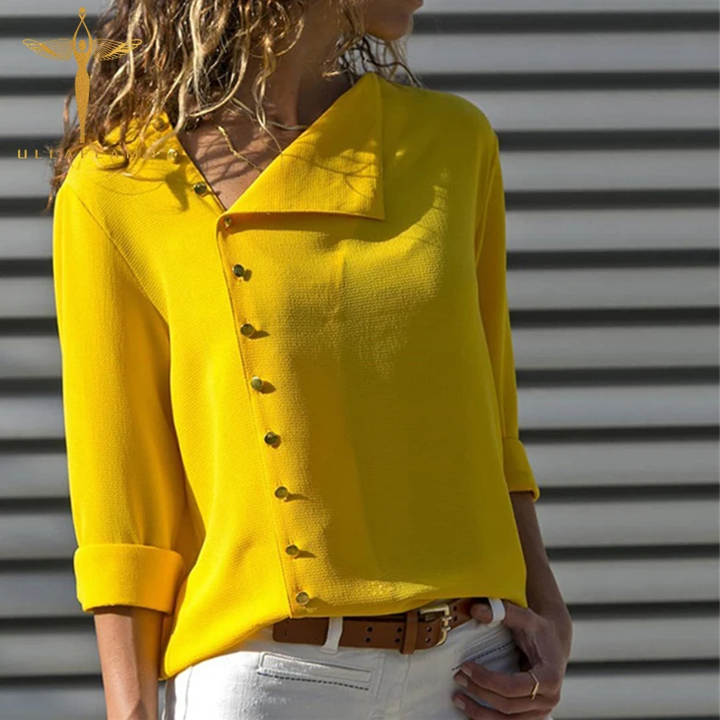 

Women Irregular Blouse Shirt Office Ladies Blouses Long Sleeve Womens Tops And Blouses Work Black Top Female Blusa Plus Size